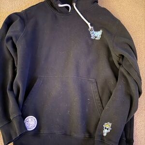 Stylish Black Hoodie with Embroidered Accents